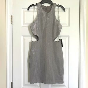 Silver shimmer side cutout Express party dress